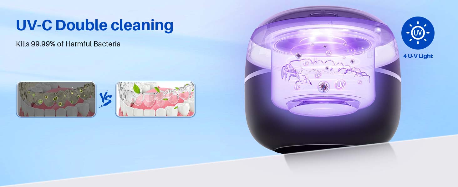 Ultrasonic Retainer Cleaner 45kHz Retainer Cleaning Denture Pod