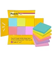 Post-it Super Sticky Notes, 3x3 in, 6 Pads/Pack, 90 Sheets/Pad, Exclusive Bright Color Col...