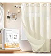 River Dream No Hooks Waffle Weave Shower Curtain with Snap in Liner + an Extra Replacement Liner,...