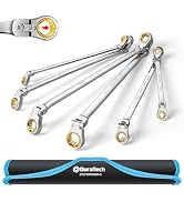 DURATECH Extra Long Anti-Slip Flex-Head Ratcheting Wrench Set, Metric | Double Box End Wrench Set...