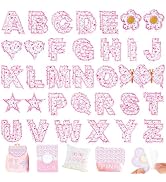 Letter Patches Self-Adhesive for Girls Clothing: Kingsow Pink 60Pcs Flowers Butterfly Letters Pat...