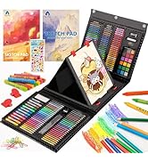 VigorFun Art Supplies, 240-Piece Art Set Crafts Drawing Kits with Double Sided Trifold Easel, Ske...