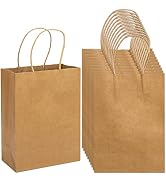 100 Pack 5.9x3.15x8.26 inch Small Brown Gift Bags, Kraft Bags with Handles Bulk for Birthday Part...