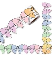 Whaline 32.8 Ft Colorful Bow Bulletin Board Borders Pastel Color Bow Tie Die-Cut Border Trim for ...