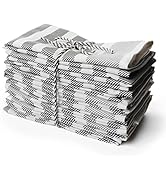 Kitchen Cloth Napkins 12 Pack 18X18 Inches 100% Cotton Fabric Table Linen Napkins, Black Gray Whi...