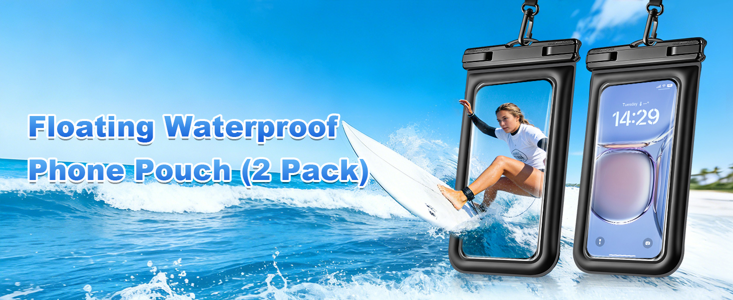 IP68 Floating Waterproof Phone Pouch - 2 Pack