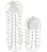 Eoonfirst White Mini Cupcake Liners, Food Grade Greaseproof Paper Baking Cups, Non-Stick Muffin W...