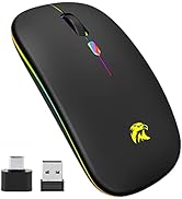 BAIBAO Wireless Mouse, Bluetooth Mouse, LED Slim Two Mode(Bluetooth and 2.4G Wireless) Rechargeab...