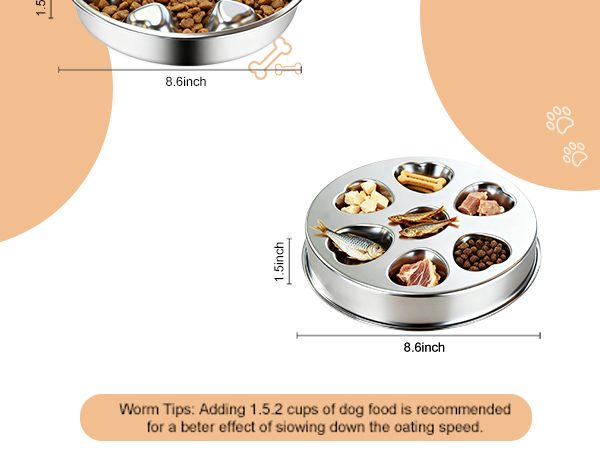 Stainless Steel Slow Feeder Dog Bowls