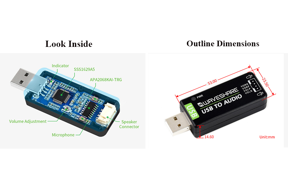 USB TO AUDIO+8O 5W speaker
