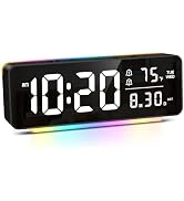 Ankilo Digital Alarm Clock, LED Digital Clock for Heavy Sleepers/Kids with 11 Colors Night Light,...