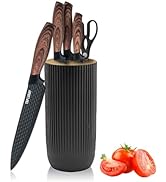 Knife Set, 6-Piece Black Professional Kitchen Knife Set for Chef, Super Sharp Knife Set with Univ...