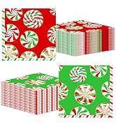 100Pcs Merry Christmas Candy Napkins Disposable, Colorful Christmas Paper Napkin Decorations Dinn...