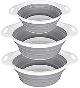QiMH Collapsible Colander and Strainer Set of 3-2 PC 4 Quart(1 gal) and 1 PC 2 Quart(0.5 gal) - B...