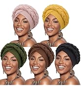DRESHOW African Women Turban Caps Beanie Twist Headscarf Pre-Tied Double Twisted Braids Headwraps...