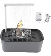 PINVNBY Automatic Bird Bath for Cage,Parakeet Bath with Pump Bird Shower Fountain Circulating Wat...