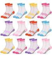 GENTABY Boys Girls Crew Socks-12 pairs Athletic Colorful Cushioned Comfortable Soft Socks for Act...