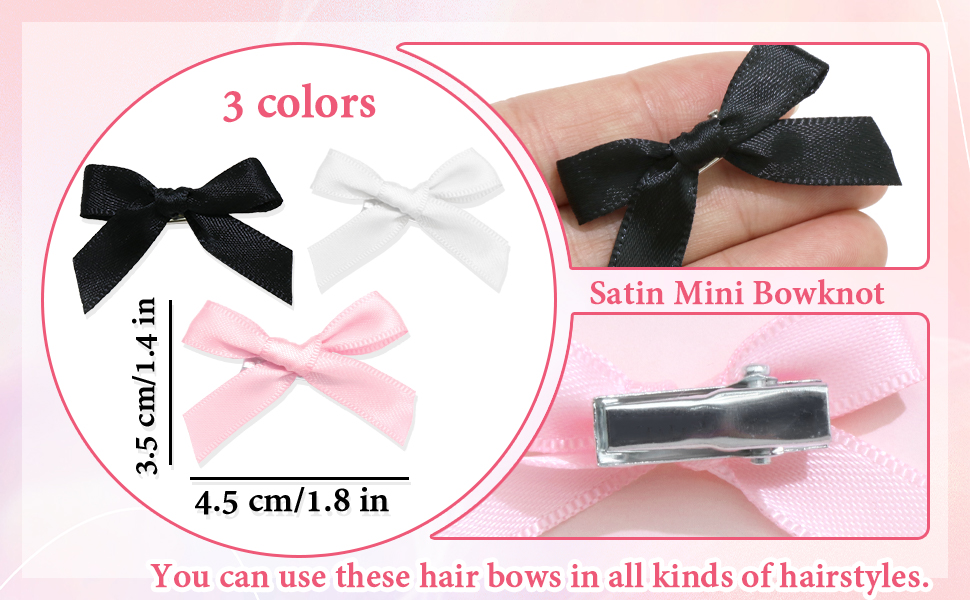 Satin Bowknot Hair Clips Accessories for Women Girls