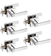 Probrico Bed and Bath Door Locks Interior Heavy Duty Privacy Levers in Polished Chrome Modern Squ...