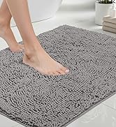 GORILLA GRIP Bath Rug Mat, Thick Soft Absorbent Chenille, Quick Dry Microfiber Mats, Rubber Backi...