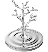 QAP Ripple Tree Jewelry Stand & Ring Dish - Solid 304 Stainless Steel Jewelry Holder for Rings, B...
