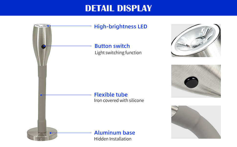 THALASSA Travel Trailer silver Bedside Light