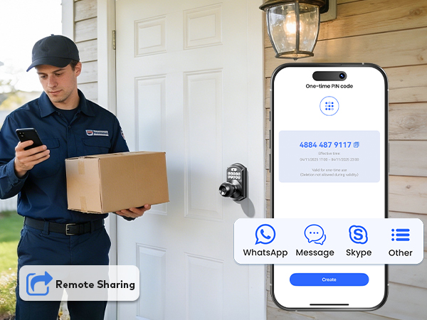 Provides secure, one time use access for visitors or deliveries, expiring automatically after use