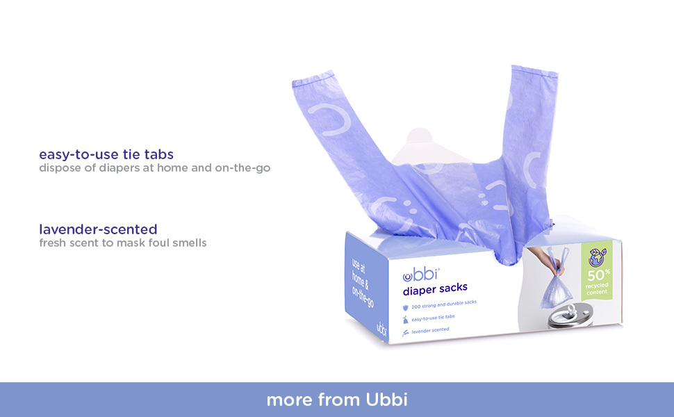 a list of features for Ubbi diaper sacks