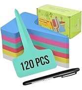 Plant Labels Yuanling 120 Pcs Plastic Waterproof T-Type Plant Tag Seedling Signs Nursery Garden L...