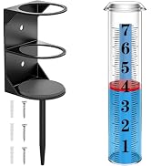Rain Gauge Outdoor, Accurate Rain Gauges Outdoors Best Rated with Metal Rack Holder, Freeze Proof...