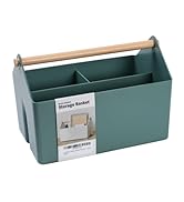 BLUE GINKGO Multipurpose Storage Baskets - 4.5L Plastic Storage Bins with Wooden Handles | Home, ...