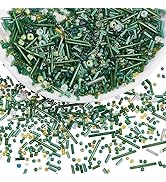 BEEFLYING 1 Pack Assorted Glass Seed Beads Bugle Beads Tube Beads for Jewelry Making 1.5-4.5mm Tu...