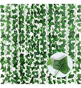 Hawesome 12 Pack 90 FT Artificial Ivy Garland Fake Greenery Vine Leaves Hanging Green Foliage for...