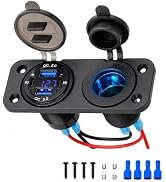 ULITECO 12V USB Outlet Marine Socket Panel, 4-Port USB C Car Charger with Dual PD3.0 30W & Dual Q...