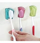 Jizlan 3Pcs Toothbrush Holder Travel Toothbrush Head Covers with Suction CupBathroom Wall Mount S...