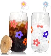 Mason Life Cute Glass Cups, Color Changing Cups Valentine's Day Gift for Her, 18OZ Glass Cups wit...