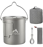 THTYBROS Titanium 750ml Pot with Titanium Spork, Ourdoor Solo Camping Mug, Hanging Cup Spork Kits
