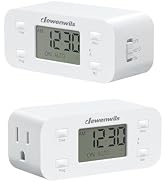 DEWENWILS 24 Hour Programmable Digital Timer Outlet, 2 Pack Timers for Electrical Outlets, Light ...