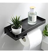 Toilet Paper Holder Wall Mount, Toilet Paper Holder with Shelf, Rustproof Stainless Steel Toilet ...