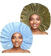 Jumbo Size Shower Cap 2 PCS Waterproof Shower Caps for Women, Extra Large Shower Cap, Reusable Su...