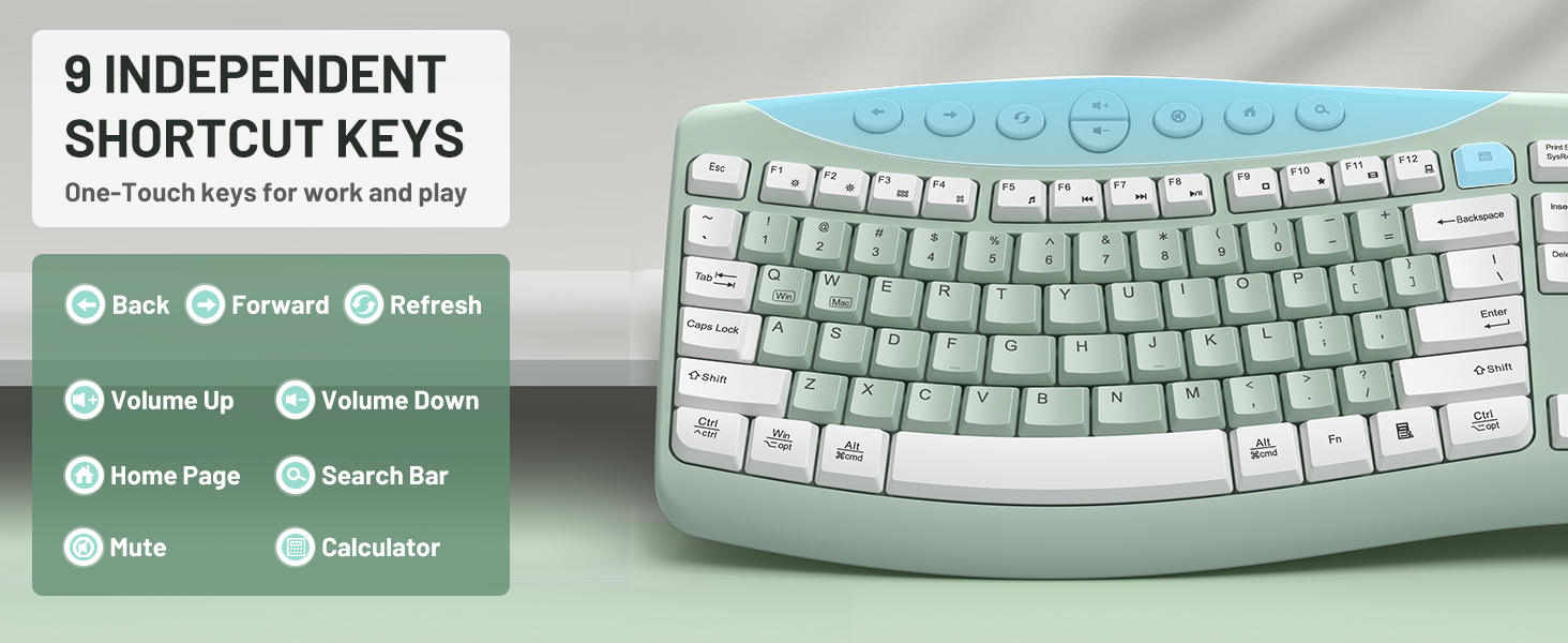 Ergonomic wireless keyboard and mouse 9