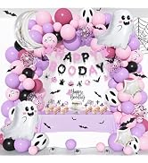 Amandir Pink Purple Halloween Birthday Party Decorations | Happy Boo Day Banner Halloween Balloon...