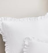 PHF Cotton Muslin Euro Sham Pillow Covers with Ruffle, 2 Pack 3-Layer Gauze 26x26 Pillow Covers, ...