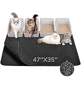 BurgeonNest Cat Litter Mat 47" x 35" Upgraded Felt & Fabric Material Cat Trapping Mat for Fewer C...