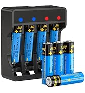 KEKUCULL Rechargeable 4 Pack AAA&4 Pack AA Lithium Batteries,1.5V Li-ion Rechargeable Batteries w...