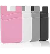 SS Card Holder for Back of Phone, Phone Wallet Stick-on Credit Card Sleeve Pocket Silicone Cell P...