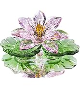 H&D HYALINE & DORA Pink Sparkle Crystal Hue Reflection Crystal Lotus Flower,Glass Home Decor for ...