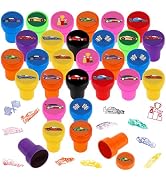 Hxezoc 24 Pieces Race Car Print Stamp, Mini Colorful Self Inking Stamps Party Favors Assorted Sta...