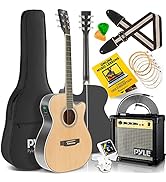 Acoustic Electric Cutaway Guitar and Amp Kit Full Scale 41” Steel String Spruce Wood w/Gig Bag, 4...