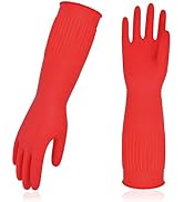 Vgo... 3-Pairs Dishwashing Gloves, Reusable Household Gloves, Kitchen Gloves, Long Sleeve, Thick ...